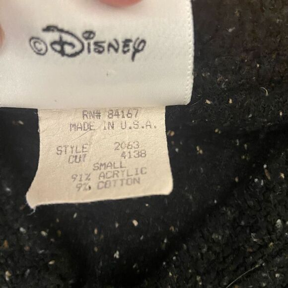 Walt Disney World Vintage Mickey Black Speckled Sweater Small Made in USA - Picture 4 of 5